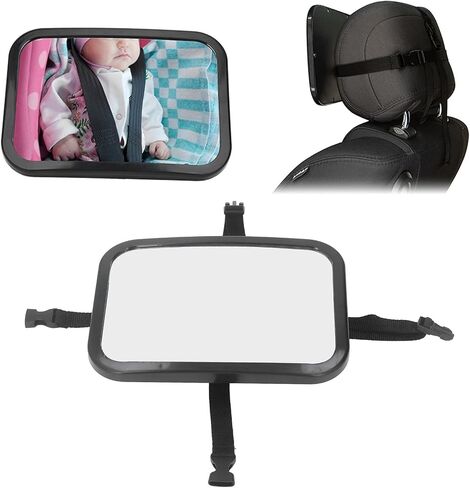 Car Interior Rearview Baby Mirror, Shatterproof Free Rotation Wide View Automotive Baby Safety Mirror with Adjust Straps in Saudi Arabia