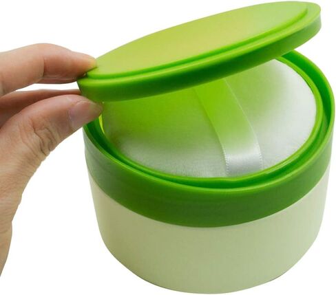 1Pcs Baby After-Bath Puff Box Body Talcum Powder Box Case Container Dispenser with Sifter and Powder Puff for Travel and Home Use(Green) in Saudi Arabia