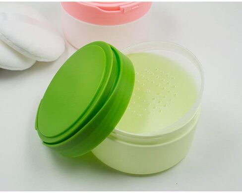 1Pcs Baby After-Bath Puff Box Body Talcum Powder Box Case Container Dispenser with Sifter and Powder Puff for Travel and Home Use(Green) in Saudi Arabia
