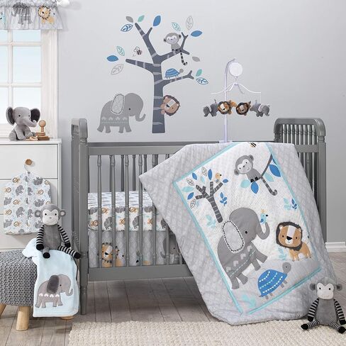 Bedtime Originals Jungle Fun 3-Piece Crib Bedding Set, Blue/Gray(Pack of 1) in Saudi Arabia