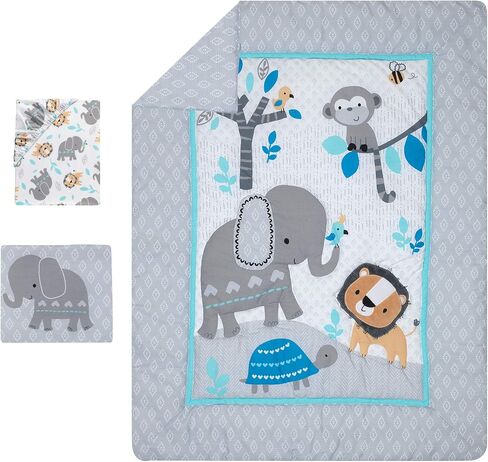 Bedtime Originals Jungle Fun 3-Piece Crib Bedding Set, Blue/Gray(Pack of 1) in Saudi Arabia