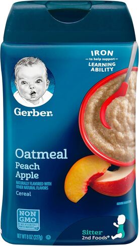 Gerber Oatmeal and Peach Apple Baby Cereal, 8 Ounce (Pack of 6) in Saudi Arabia