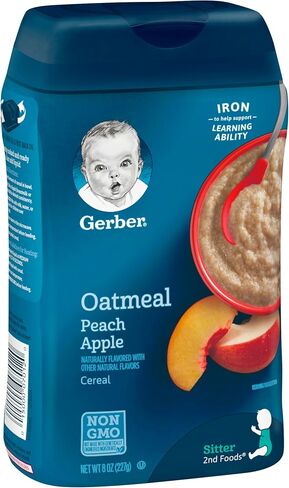 Gerber Oatmeal and Peach Apple Baby Cereal, 8 Ounce (Pack of 6) in Saudi Arabia