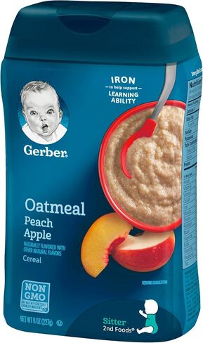 Gerber Oatmeal and Peach Apple Baby Cereal, 8 Ounce (Pack of 6) in Saudi Arabia
