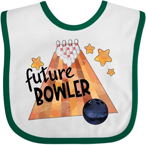 Future Bowler Bowling Ball and Pins Baby Bib in Kuwait