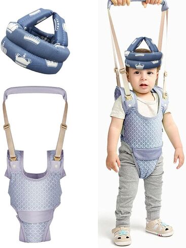 سرج المشي للأطفال وخوذة أمان، مساعد المشي على المشي للأطفال الصغار، قابل للتعديل باليد الوقوف والتعلم والمشي للأطفال من سن 7 إلى 24 شهرًا in Kuwait
