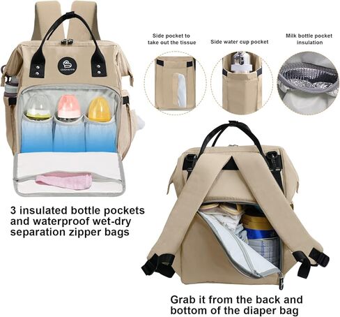 LOVOMAMMA Diaper Bag Backpack: Tote Diaper Bag with Insulated Pockets for Boy and Girl, Baby Bag for Dad Mom and Babes on Travel, Shopping Beige in Kuwait