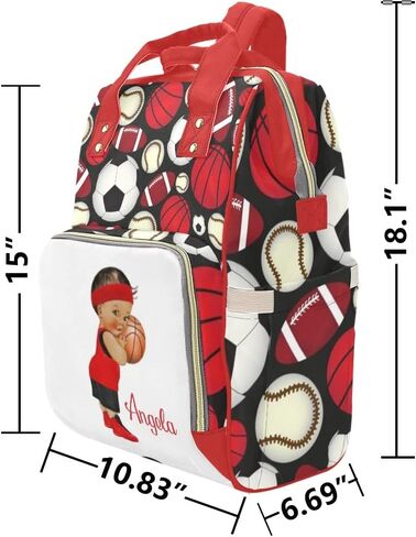 Personalized Basketball Red Boy Diaper Bag with Name Nappy Bags Shoulder Daypack Mummy Backpack for Mom Girl Gift in Kuwait
