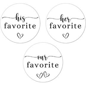 His Her Our Favorite Stickers Wedding Treat Bag Favor for Guests Labels 2-inch 120-count 6 Sheets Bride and Groom Favorite Candy Stickers in Saudi Arabia