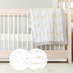 aden + anais Essentials 3-Piece Crib Bedding Set, Baby Bedding Bundle, Cotton Blanket, Crib Sheet, Crib Skirt, Alphabet Animals in Kuwait