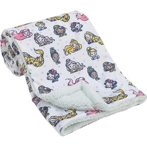 Disney Princess White, Pink, Yellow, and Lavender Dot Super Soft Baby Blanket with Sherpa Back in Saudi Arabia