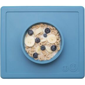 ezpz Happy Bowl - 24 Months + (Sage) - 100% Silicone Suction Bowl with Built-in Placemat – Dishwasher Safe