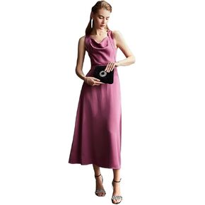 REILLETO Dresses for Women - Satin Draped Formal Dress in Saudi Arabia