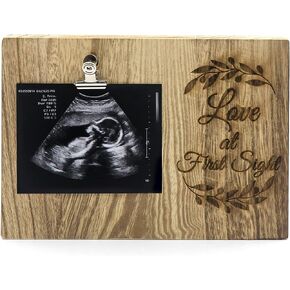 إطار صورة Sonogram، إطار تذكار بالموجات فوق الصوتية للأطفال، الحب من النظرة الأولى، إطار صور خشبي من سلسلة فنية، إعلانات الحمل تكشف عن الجنس هدايا للآباء والأمهات والأجداد (الحب 1)