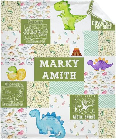 Custom Blue Woodland Blanket for Boys Girls, Wild Animals Personalized Throw Blanket Gifts for Baby Cow Nursery Swaddling Blankets Deer Customized Toddler Blankets for Stroller Kids 40x30In in Saudi Arabia