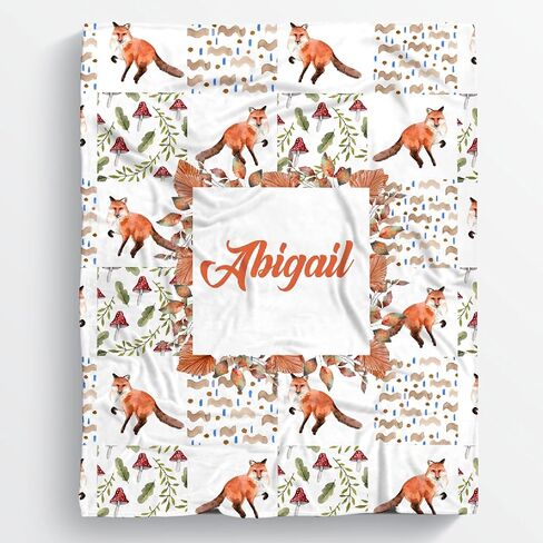 Custom Blue Woodland Blanket for Boys Girls, Wild Animals Personalized Throw Blanket Gifts for Baby Cow Nursery Swaddling Blankets Deer Customized Toddler Blankets for Stroller Kids 40x30In in Saudi Arabia