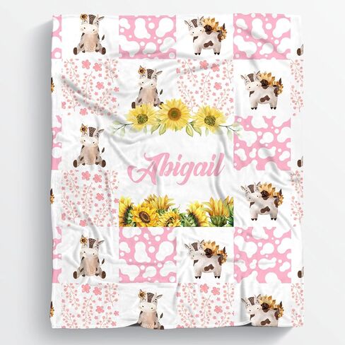 Custom Blue Woodland Blanket for Boys Girls, Wild Animals Personalized Throw Blanket Gifts for Baby Cow Nursery Swaddling Blankets Deer Customized Toddler Blankets for Stroller Kids 40x30In in Saudi Arabia