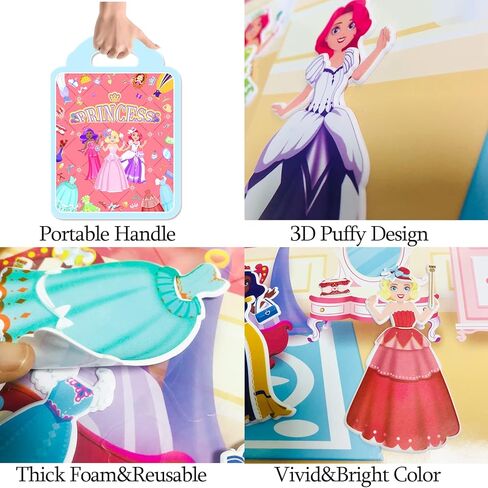 مجموعتان من كتب الأنشطة المنتفخة القابلة لإعادة الاستخدام للأطفال الصغار، ملصقات كتاب الأميرة، ملصقات حورية البحر للفتيات، ألعاب تعليمية للتعليم ما قبل المدرسة للأولاد والبنات هدايا عيد الميلاد in Kuwait