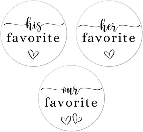 His Her Our Favorite Stickers Wedding Treat Bag Favor for Guests Labels 2-inch 120-count 6 Sheets Bride and Groom Favorite Candy Stickers in Saudi Arabia