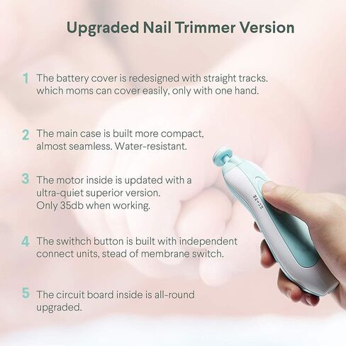 ماكينة تشذيب اظافر كهربائية للاطفال - تشذيب امن للعناية باظافر القدم والاصابع مع ضوء ليد للرضع والاطفال الصغار والبالغين - مع 6 وسادات قابلة للتبديل وسرعة قابلة للتعديل in Kuwait