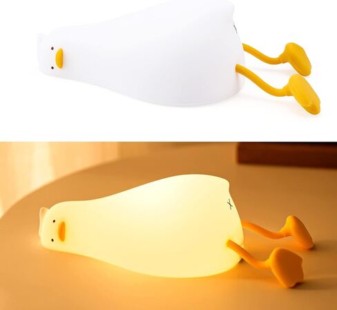 Augot Duck Night Light, Silicone Dimmable Nursery Nightlight, LED Lie in Peace Duck Sleep Lamp Cute Light Up Duck Lamp Soft Eye Protection Night Stand Lamp, Rechargeable Touch Lamp for Kids Bedside in Kuwait