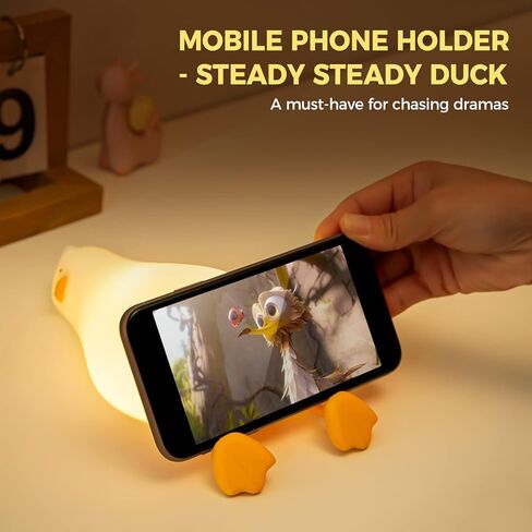 Augot Duck Night Light, Silicone Dimmable Nursery Nightlight, LED Lie in Peace Duck Sleep Lamp Cute Light Up Duck Lamp Soft Eye Protection Night Stand Lamp, Rechargeable Touch Lamp for Kids Bedside in Kuwait
