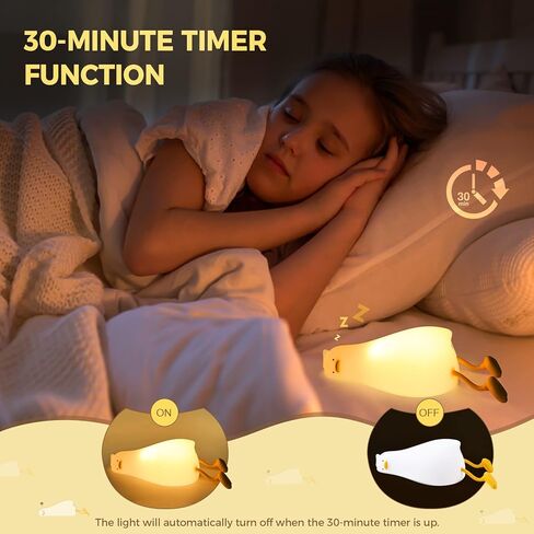 Augot Duck Night Light, Silicone Dimmable Nursery Nightlight, LED Lie in Peace Duck Sleep Lamp Cute Light Up Duck Lamp Soft Eye Protection Night Stand Lamp, Rechargeable Touch Lamp for Kids Bedside in Kuwait