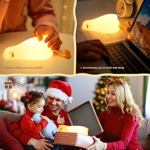 Augot Duck Night Light, Silicone Dimmable Nursery Nightlight, LED Lie in Peace Duck Sleep Lamp Cute Light Up Duck Lamp Soft Eye Protection Night Stand Lamp, Rechargeable Touch Lamp for Kids Bedside in Kuwait