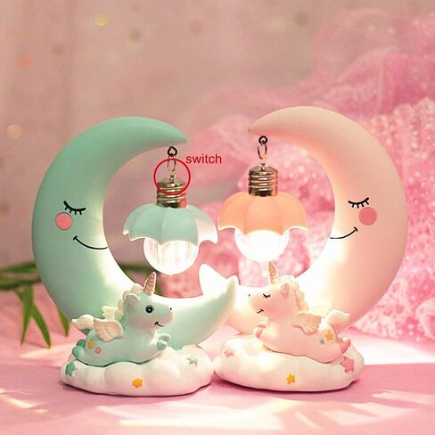 Hilitand Cartoon Moon LED Night Light Baby Nursery Lamp Ornaments Bedside Table Lamp Kids for Home Decoration () in Saudi Arabia