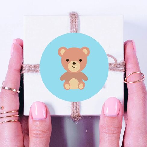 ملصقات ماجوتشي، ملصقات ملصقات عليها دب أزرق، لحفلات استقبال المولود أو أعياد الميلاد، 5.08 سم، عبوة من 40 قطعة in Kuwait