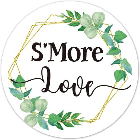 50 قطعة من ملصقات هدايا الزفاف الخضراء S'More Love لحقائب الترحيب، ملصقات هدايا الزفاف لهدية الزفاف، ملصقات دائرية مقاس 2 بوصة in Saudi Arabia