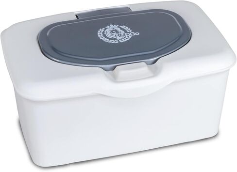 HMDGo Decorative Wipes Dispenser Container - Glossy Silver & White Upscale Minimalist Tissue Box Holder - Baby & Adult Wipes in Bathroom, Nursery, Home To Fit Your Décor – Large Capacity, Perfect Pull in Kuwait