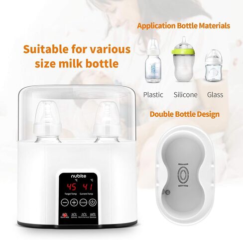 Double Baby Bottle Warmer 24H Constant Mode for All Bottles, Breastmilk Baby Milk Heater, Heating Baby Food, Formula Water Warmer for Twins, Accurate Temperature Control in Saudi Arabia