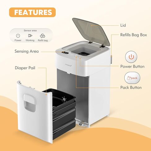 AromaRoom Electric Diaper Pail & Diaper Pail Refills bag 540 Count, 12 Rolls (Standrad Size) in Kuwait