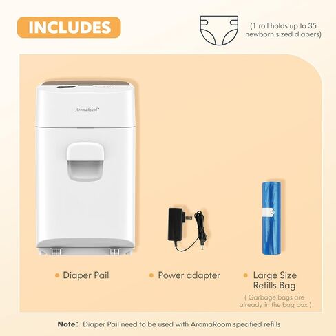AromaRoom Electric Diaper Pail & Diaper Pail Refills bag 540 Count, 12 Rolls (Standrad Size) in Kuwait