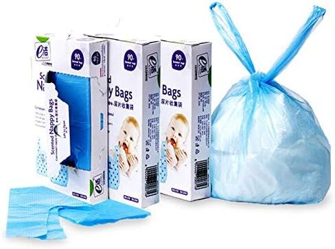 Disposable Diaper Bag for Baby, Diaper Sacks Cover the Incontinence Odor Really, Fresh Light Baby Powder Faint Scent, 540 Counts 180 Bags, Blue in Saudi Arabia