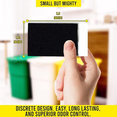 Trash Can, Diaper Pail, Garbage Bin Deodorizer | Works with iTouchless, Dekor, Munchkin, Diaper Genie, Ubbi | 100% Natural Activated Carbon Patch | 1 Pack | Chemical & Fragrance Free Odor Eliminator in Kuwait