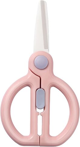 Ceramic Scissors for Baby Food,Portable Baby Food Scissors,Children Safety Food Cutter,with Blade Cover and Travel Case (PINK AND GREEN) in Saudi Arabia