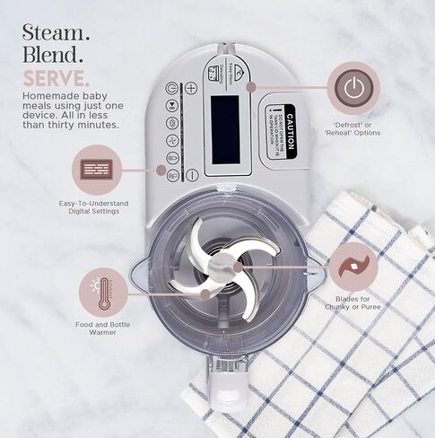 Digital Baby Food Processor, Steamer, Blender, Warmer & Sterilizer Baby Food Maker & Bottle Warmer- Electric Steam Cooker For Homemade Baby Meals- Quick & Easy To Use With Food pouches in Saudi Arabia