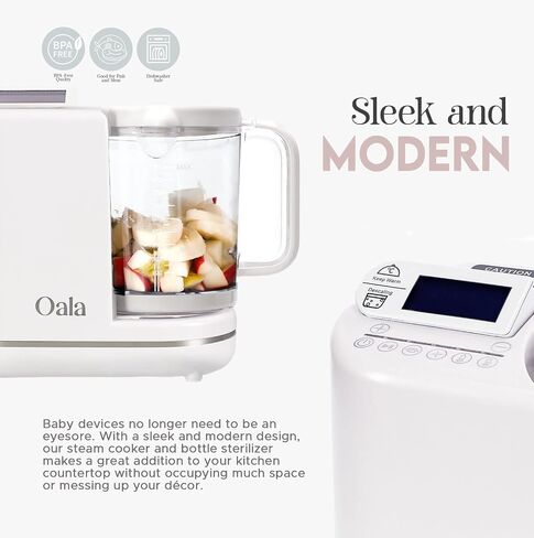 Digital Baby Food Processor, Steamer, Blender, Warmer & Sterilizer Baby Food Maker & Bottle Warmer- Electric Steam Cooker For Homemade Baby Meals- Quick & Easy To Use With Food pouches in Saudi Arabia