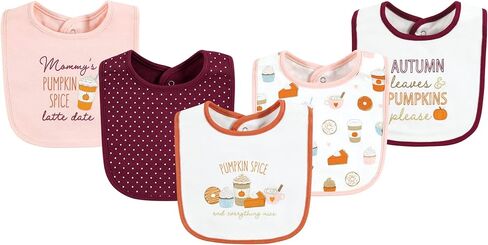 Hudson Baby Unisex Baby Cotton Bibs, Pumpkin Spice Date, One Size in Saudi Arabia