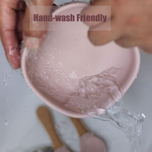 أوعية شفط جينبير للفتيات الصغيرات، ملعقة وشوكة فطام LED للأطفال، مجموعة أطباق وأواني للأطفال الصغار، مجموعة تغذية الأطفال من السيليكون من 6 إلى 12 شهرًا (وردي فاتح) in Kuwait