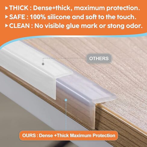 Baby Proofing Edge Protector 100% Silicone Corner Protectors 3.3ft | Soft Edge Protector With Pre-Taped Adhesive, Clear Edge Protector Strip,Child Drawer Furniture Cabinet Bumper in Saudi Arabia