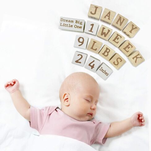 I'm Solid Wood Weekly Monthly Yearly Baby Milestone Age Blocks, Gender Neutral, Newborn Gifts & Keepsakes for Picture Props (6 Pcs/White) in Saudi Arabia