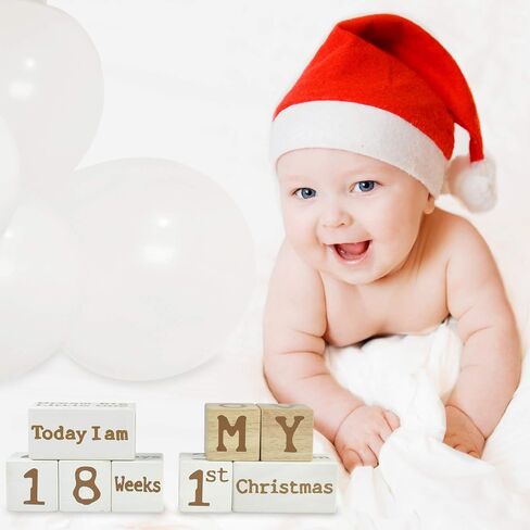 I'm Solid Wood Weekly Monthly Yearly Baby Milestone Age Blocks, Gender Neutral, Newborn Gifts & Keepsakes for Picture Props (6 Pcs/White) in Saudi Arabia
