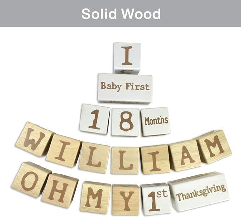 I'm Solid Wood Weekly Monthly Yearly Baby Milestone Age Blocks, Gender Neutral, Newborn Gifts & Keepsakes for Picture Props (6 Pcs/White) in Saudi Arabia