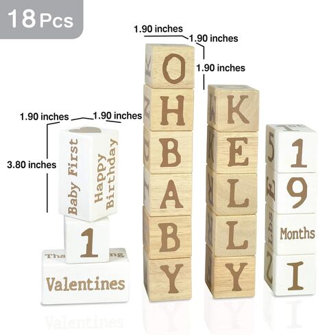 I'm Solid Wood Weekly Monthly Yearly Baby Milestone Age Blocks, Gender Neutral, Newborn Gifts & Keepsakes for Picture Props (6 Pcs/White) in Saudi Arabia