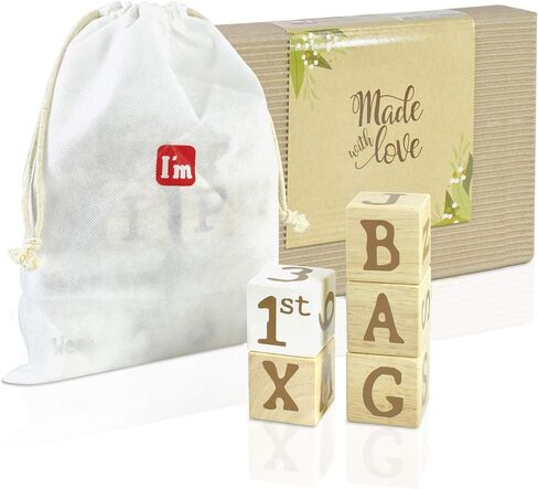 I'm Solid Wood Weekly Monthly Yearly Baby Milestone Age Blocks, Gender Neutral, Newborn Gifts & Keepsakes for Picture Props (6 Pcs/White) in Saudi Arabia