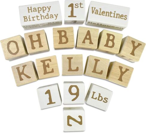I'm Solid Wood Weekly Monthly Yearly Baby Milestone Age Blocks, Gender Neutral, Newborn Gifts & Keepsakes for Picture Props (6 Pcs/White) in Saudi Arabia
