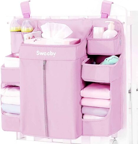 Sweeby Diaper Organizer for Changing Table and Crib - Nursery Diaper Stacker Hanging Caddy for Baby Essentials in Kuwait